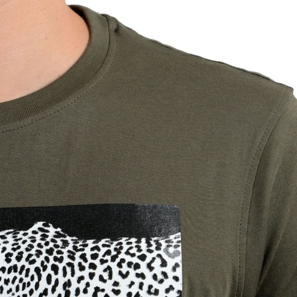 Roberto Cavalli Mens Green Graphic Leopard T-Shirt - Picture 4 of 7